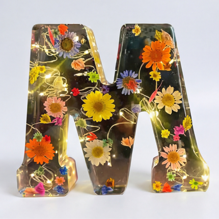 Personalized Floral Resin Letter Light | Unique Home Decor with Warm LED Glow for a Calming Atmosphere 11