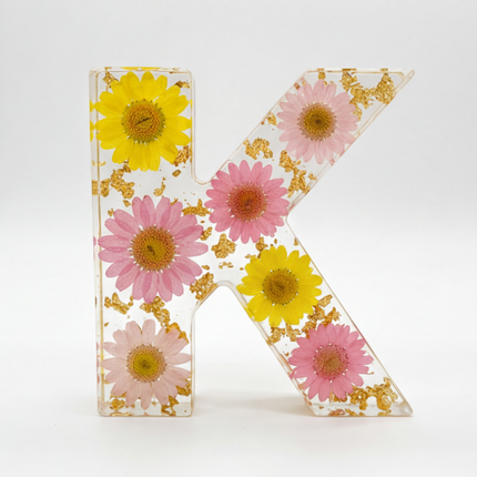 Personalized Floral Resin Letter Light | Unique Home Decor with Warm LED Glow for a Calming Atmosphere 18