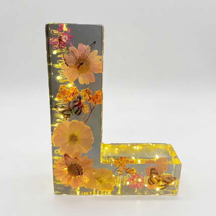 Personalized Floral Resin Letter Light | Unique Home Decor with Warm LED Glow for a Calming Atmosphere 23