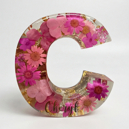 Personalized Floral Resin Letter Light | Unique Home Decor with Warm LED Glow for a Calming Atmosphere 25
