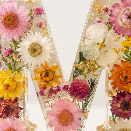 Personalized Floral Resin Letter Light | Unique Home Decor with Warm LED Glow for a Calming Atmosphere 7