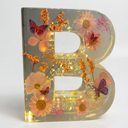 Personalized Floral Resin Letter Light | Unique Home Decor with Warm LED Glow for a Calming Atmosphere 8