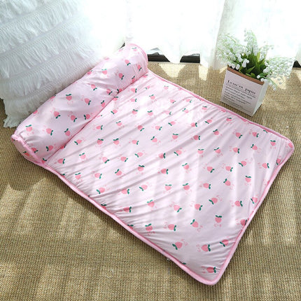 Pet Comfort | Self-Cooling Pet Bed with Plush Pillow | Breathable Design for Summer Relief 11