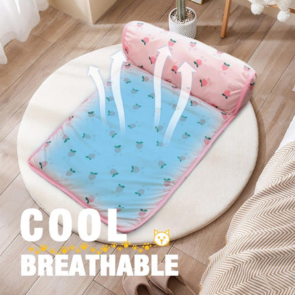 Pet Comfort | Self-Cooling Pet Bed with Plush Pillow | Breathable Design for Summer Relief 6