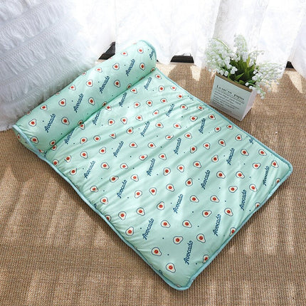 Pet Comfort | Self-Cooling Pet Bed with Plush Pillow | Breathable Design for Summer Relief 8