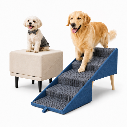 Pet Mobility Solutions | Dog Ramp & Steps with Non-Slip Surface | Foldable Design for Easy Access to Beds and Cars 1