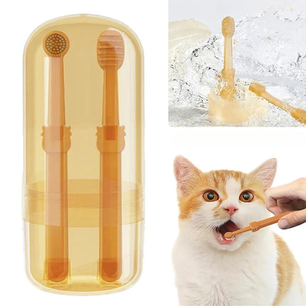 Pet Teeth Whitening Kit with Ergonomic Silicone Toothbrush | Easy Dental Care for Cats and Dogs