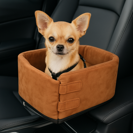 Pet Travel Booster Seat | Soft Padded Car Seat with Safety Harness | Comfortable Design for Dogs and Cats 0