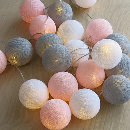 Cotton Ball Garland with LED Lights in Various Lengths | Versatile Decorative String for Cozy Atmosphere