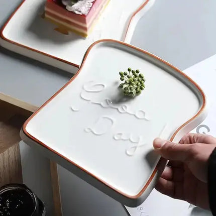 Toast Shaped Ceramic Plate, Cute Breakfast Plate