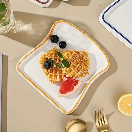 Toast Shaped Ceramic Plate, Pasta Plate for Breakfast and Dessert – image 6