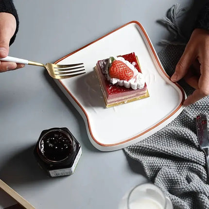 Toast Shaped Ceramic Plate, Ceramic Dessert Plates