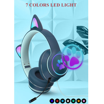 Playful Cat Ear Gaming Headset with LED Lights & Adjustable Microphone for Immersive Gaming 3