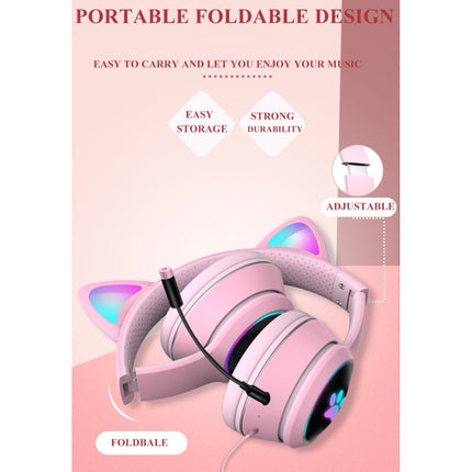 Playful Cat Ear Gaming Headset with LED Lights & Adjustable Microphone for Immersive Gaming 4