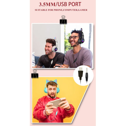 Playful Cat Ear Gaming Headset with LED Lights & Adjustable Microphone for Immersive Gaming 6