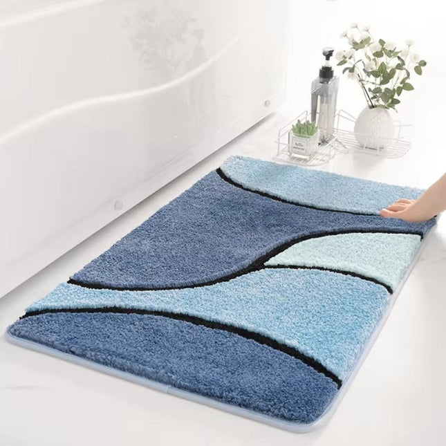 PlushWave | Non-Slip Bath Mat with Absorbent Microfiber Design | Stylish Comfort for Safety 0