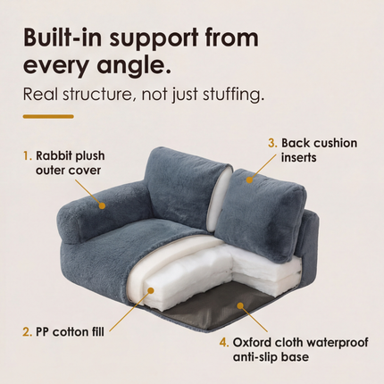 Plush Pet Sofa Bed with Washable Cover & Anti-Slip Base | Cozy Dog Couch for Ultimate Comfort 7