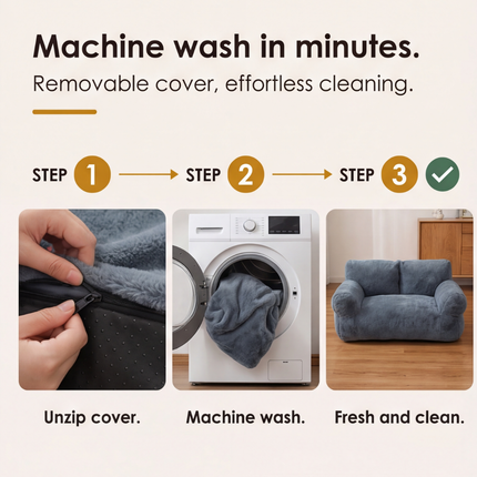 Plush Pet Sofa Bed with Washable Cover & Anti-Slip Base | Cozy Dog Couch for Ultimate Comfort 8