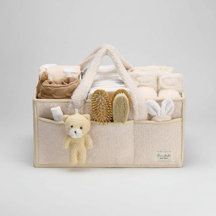 Plush Sherpa Diaper Caddy Organizer with Adjustable Dividers | Versatile Baby Storage Solution for Easy Nursery Organization 2