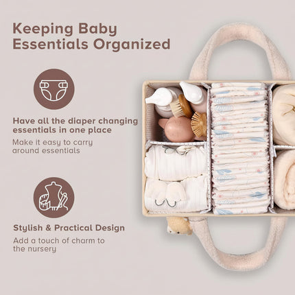 Plush Sherpa Diaper Caddy Organizer with Adjustable Dividers | Versatile Baby Storage Solution for Easy Nursery Organization 3