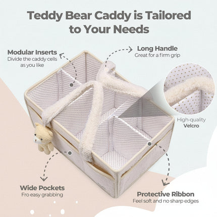 Plush Sherpa Diaper Caddy Organizer with Adjustable Dividers | Versatile Baby Storage Solution for Easy Nursery Organization 5