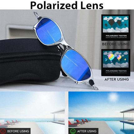 Polarized Sunglasses UV400, Sports Sunglasses with Square Metal Frame