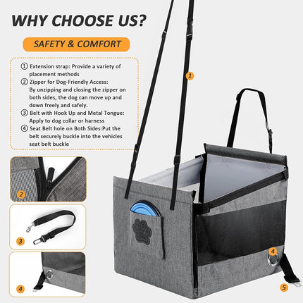 PoochPod | Portable Dog & Cat Car Seat with Waterproof Design | Spacious & Secure for Comfortable Travel 2