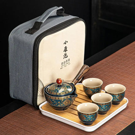 Porcelain Tea Set with Teapot and Teacups, Blue and White Porcelain Teapot Set in Gift Box – image 8