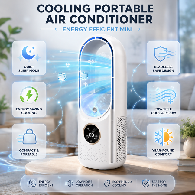 Portable AC Unit | Mini Air Conditioner with Bladeless Design | Energy Efficient for Small Spaces 3