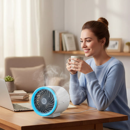 Portable Air Circulation Fan with LED Lights & Reusable Ice Packs for Enhanced Cooling 0