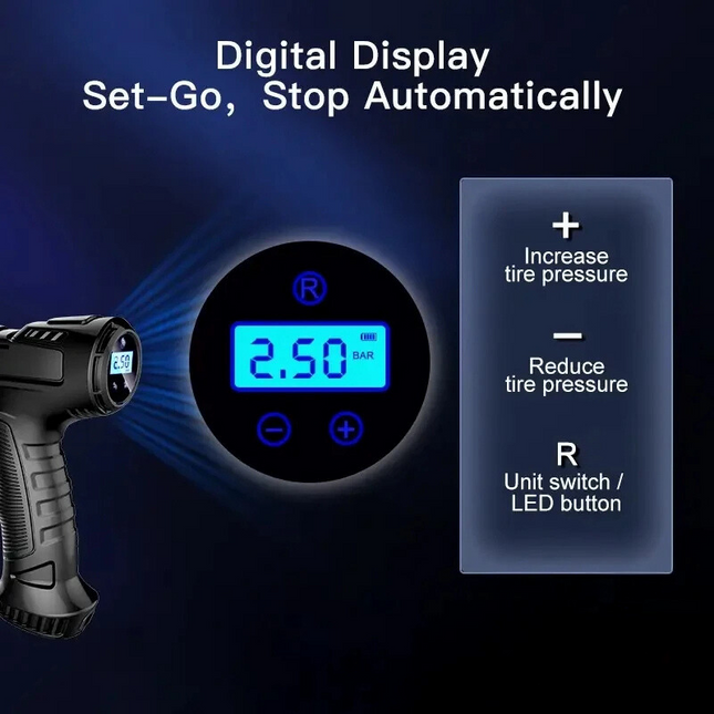 Portable Air Compressor | 120W Handheld Tire Inflator with Smart Auto-Stop Feature | Compact Design for Effortless Inflation 1