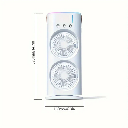 Portable Air Conditioner Fan | Dual Head Design with Mist Spray | USB Rechargeable for Personal Comfort 3