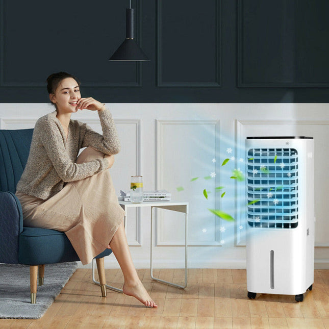 Portable Air Cooler | 4-in-1 Evaporative Fan with 12L Water Tank | Customizable Airflow for Home Comfort 0