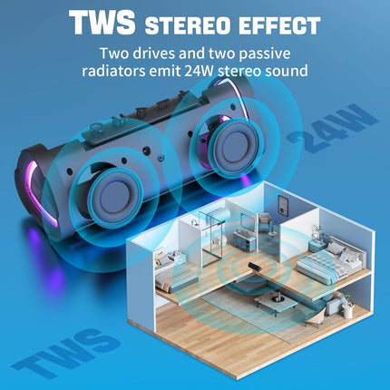Portable Bluetooth Speaker | Wireless Design with 24W Stereo Sound | IPX7 Waterproof for Outdoor Adventures 1