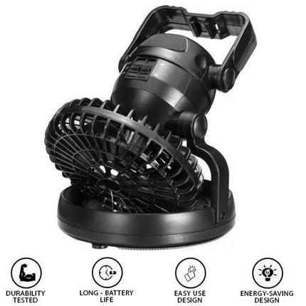 Portable Camping Fan | Rechargeable Battery Operated Fan with LED Light | Lightweight Design for Outdoor Comfort 2