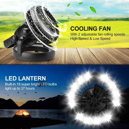 Portable Camping Fan | Rechargeable Battery Operated Fan with LED Light | Lightweight Design for Outdoor Comfort 3