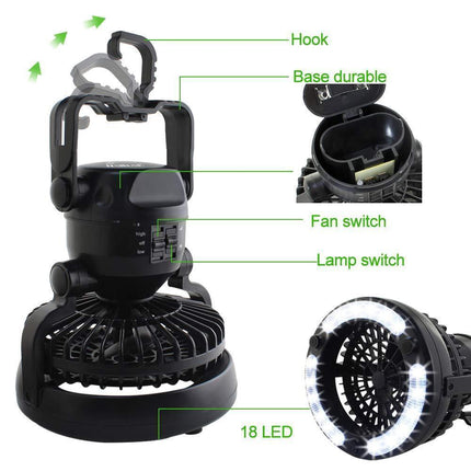 Portable Camping Fan | Rechargeable Battery Operated Fan with LED Light | Lightweight Design for Outdoor Comfort 4