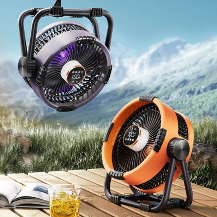 Portable Camping Fan with LED Light & Power Bank | Rechargeable 20,000mAh Battery for Up to 100 Hours of Use 0