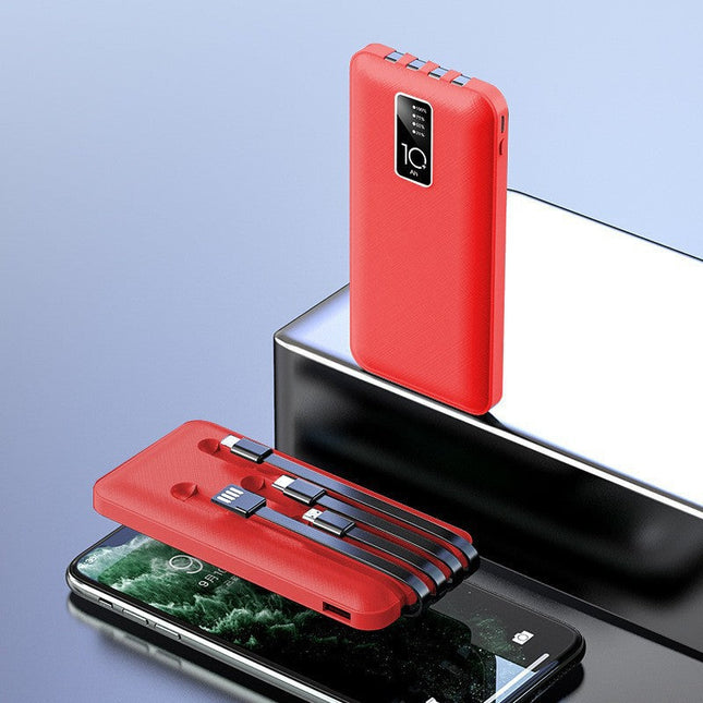 Portable Charger | 19000mAh Power Bank with Integrated Cables | Convenient On-the-Go Charging for All Devices 0