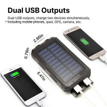 Portable Charger | Waterproof Solar Power Bank with 30000mAh Capacity | Dual USB Outputs for Outdoor Adventures 2