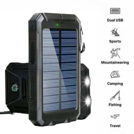 Portable Charger | Waterproof Solar Power Bank with 30000mAh Capacity | Dual USB Outputs for Outdoor Adventures 3