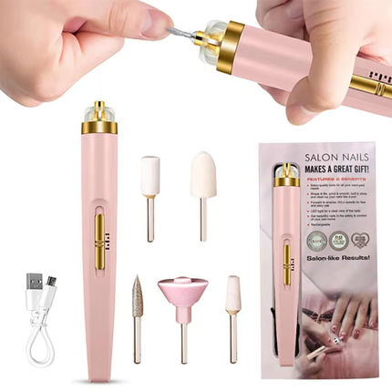 Portable Electric Nail Polisher | 5-in-1 Manicure Tool with Built-In Light | Precision Grooming for Effortless Nail Care 1