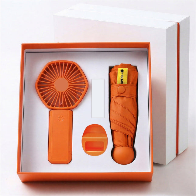 Portable Fan & Umbrella Set with UV Protection | Stylish & Compact for All Weather Comfort 1