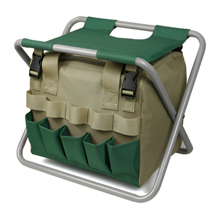 Portable Garden Tool Set with Folding Stool & 6 Essential Tools for Easy Gardening 2