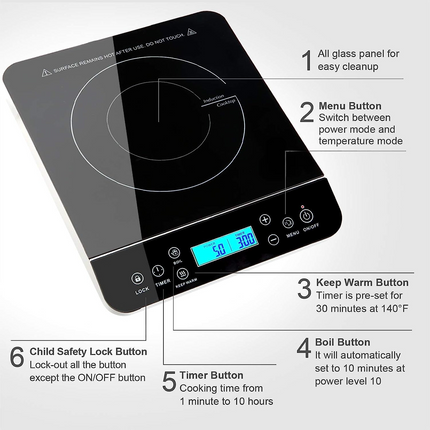 Portable Induction Cooktop | 1800W with Precise Temperature Control | Compact Design for Efficient Cooking 3