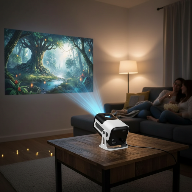 Portable Mini Projector | WiFi & Bluetooth Connectivity for HD Viewing | Compact Home Theater Experience 0