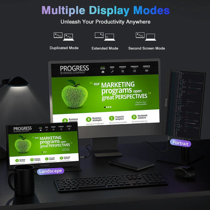 Portable Monitor | 14 Slim Travel Display with 1080P Resolution | Lightweight Design for On-the-Go Productivity 4