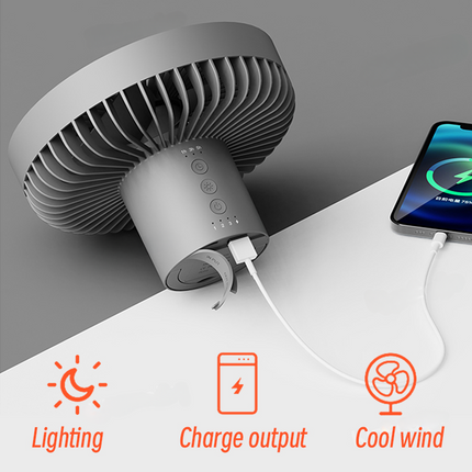 Portable Rechargeable Fan with LED Light & Power Bank Functionality | Compact Design for Travel and Outdoor Use 3