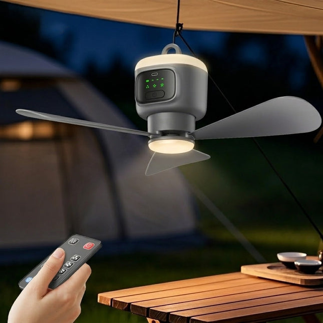 Portable Rechargeable Fan with Light & Remote Control | Dual Function for Comfort and Convenience 0