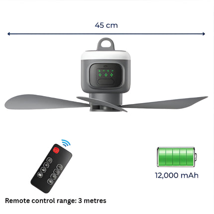 Portable Remote-Control Ceiling Fan with LED Light & 30-Hour Battery Life | Compact Design for Home & Travel 4